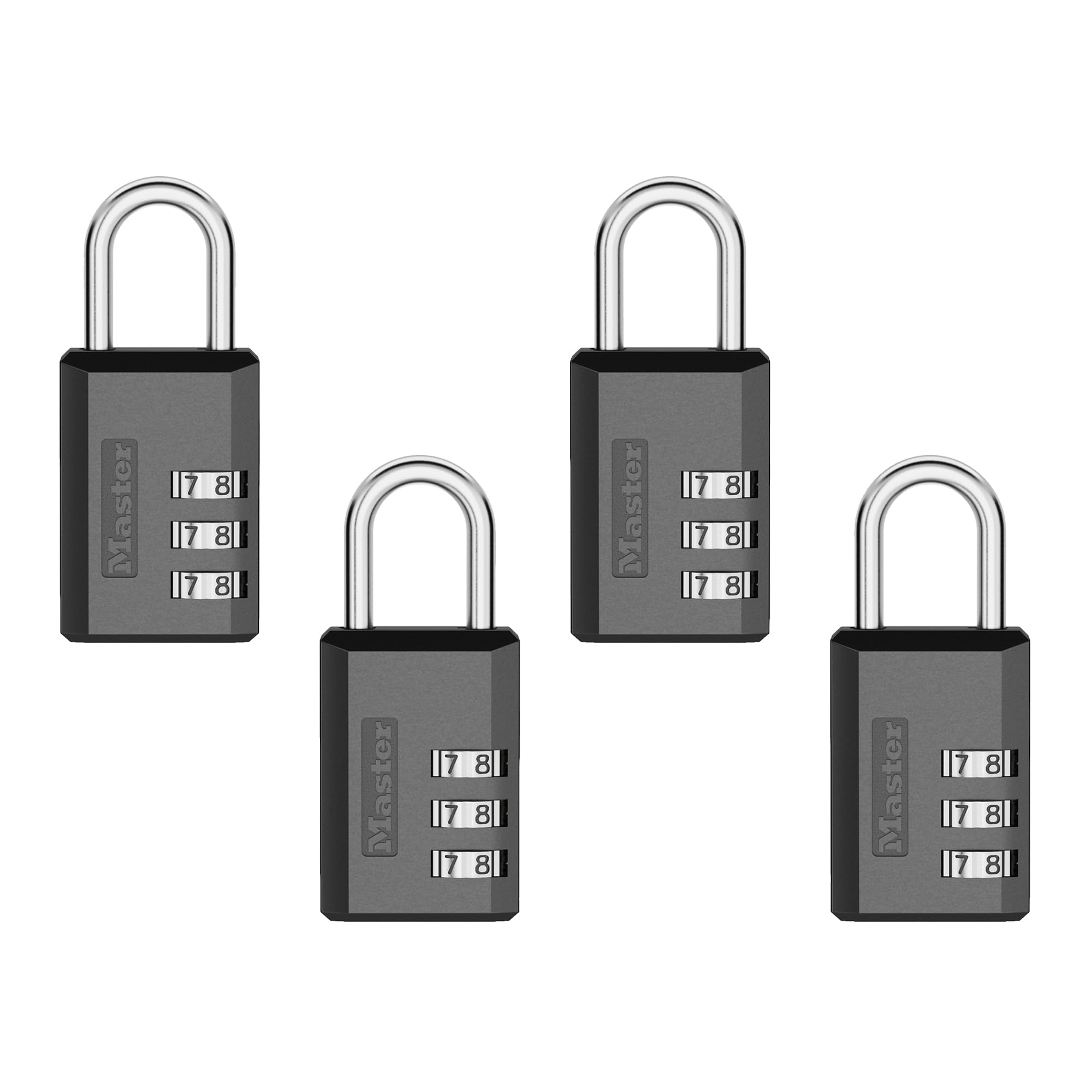 Combination Padlock by Master Lock – 4 Pack, Metal, Black, Pack of 4, Model 647BLKEC4