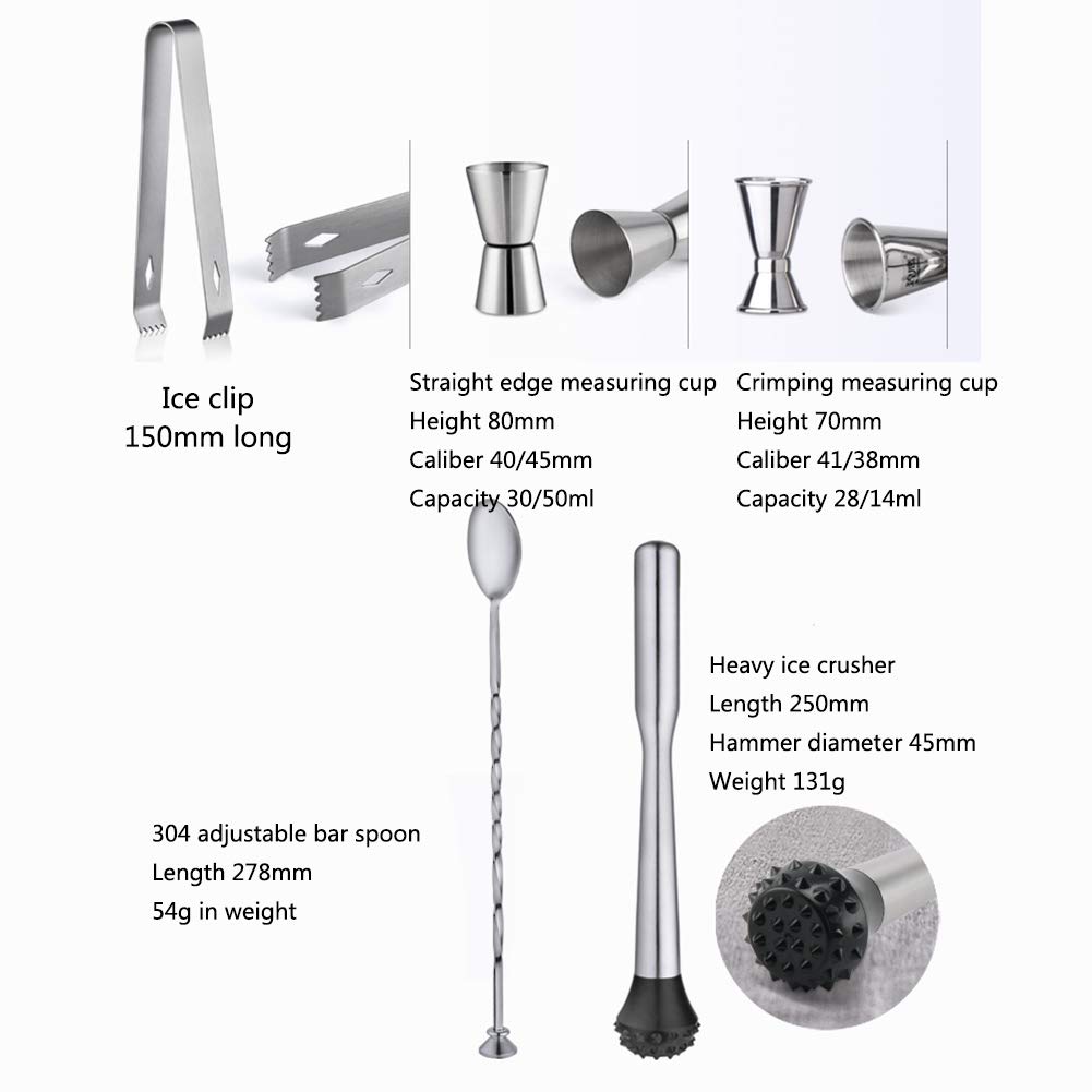 AIZYR 12 Piezas Cocktail Shaker Bar Tools con Soporte De Acero Inoxidable Kit De Barman Premium Mezclador De Coctelera para El Hogar, Bares, Fiestas Al Aire Libreies,Thicker,750ml