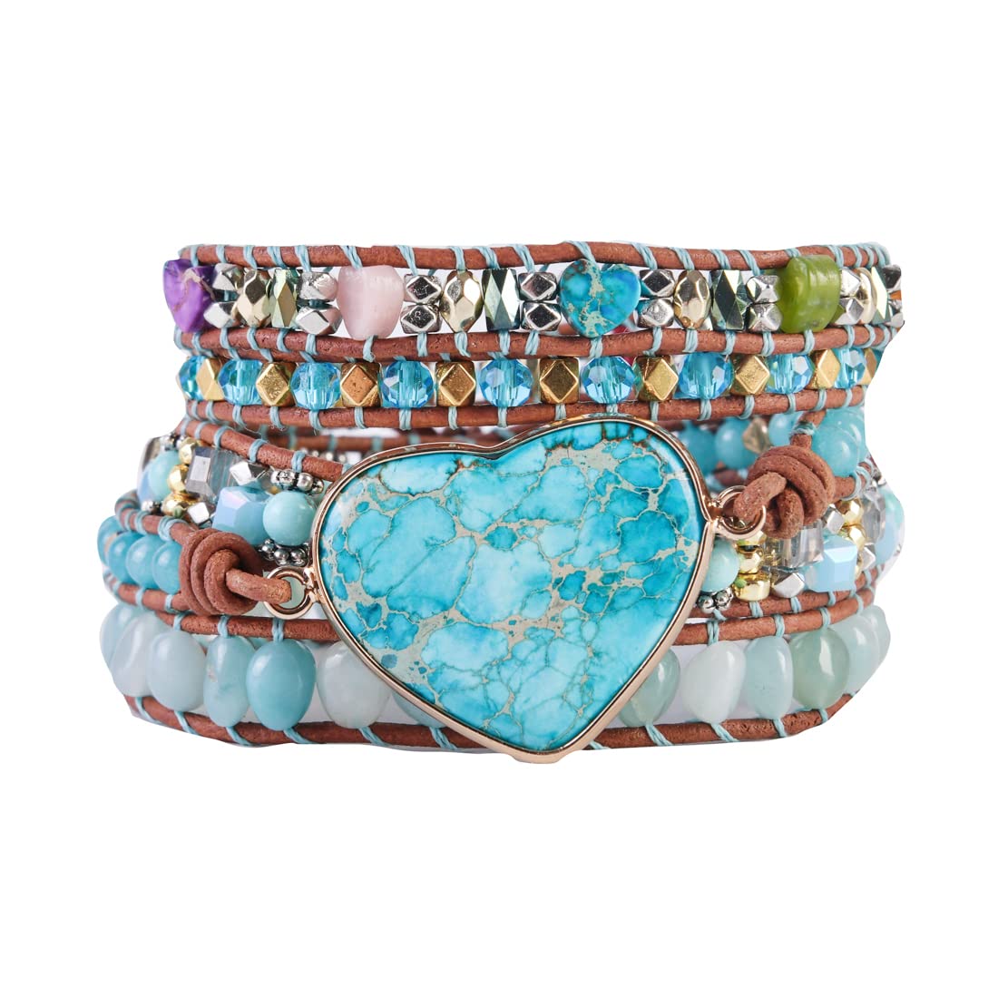 YGLINE Natural Stone Bracelet 3 Wraps Bracelet Handmade Boho Bracelet for Women Bracelet