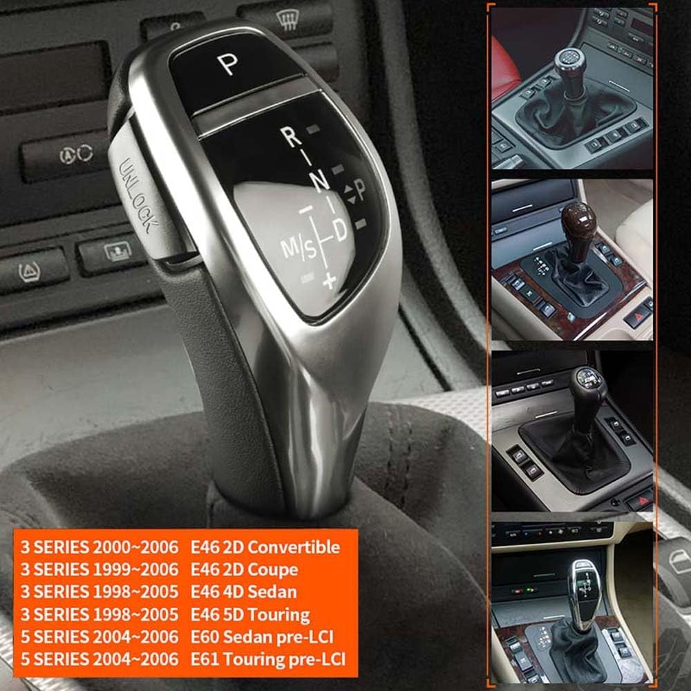 WLKE LED Shift Knob Gear Shifter for BMW E46 E60 E61 (Silver)