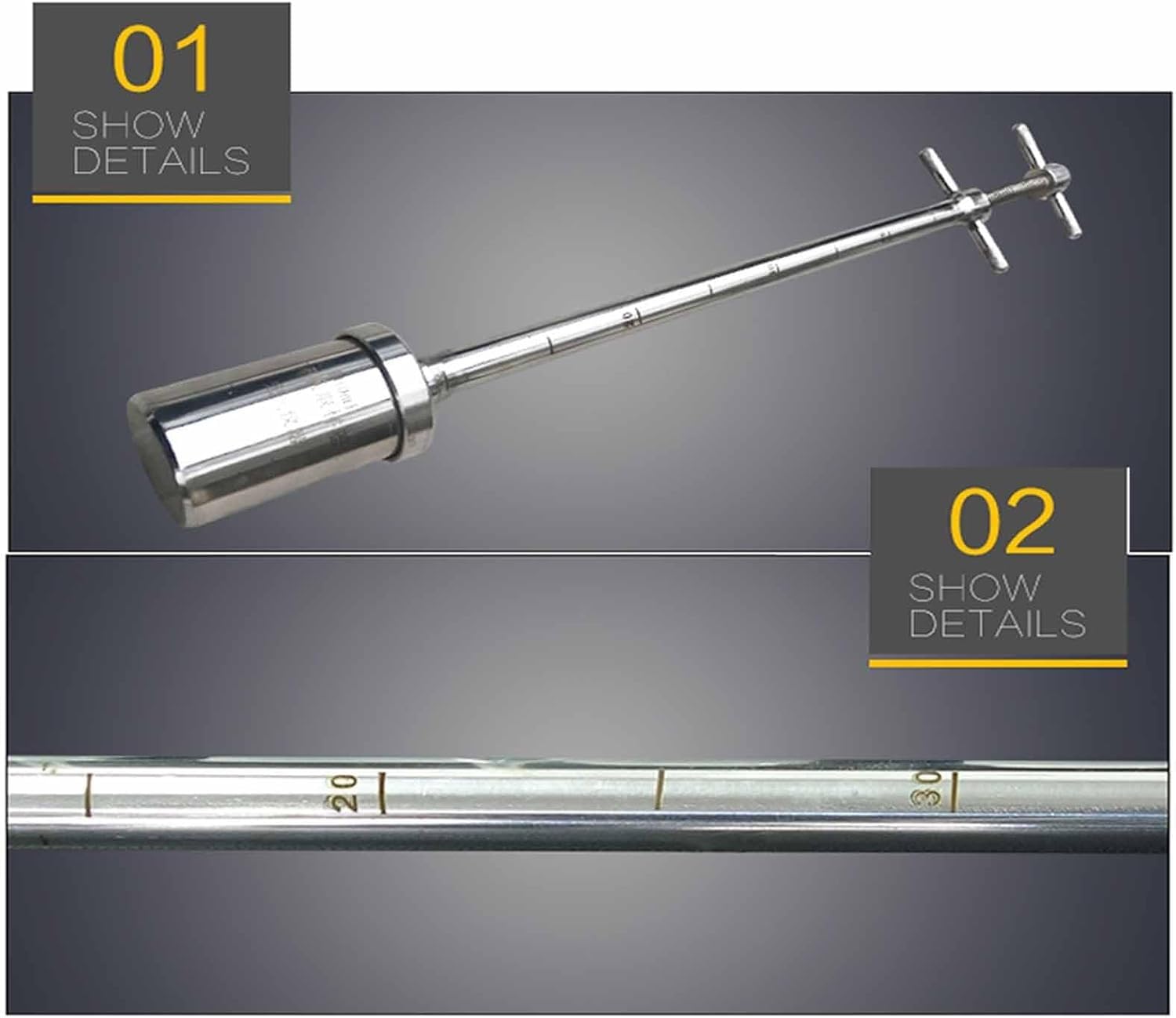 Sonda di campionamento liquido, campionatore di liquidi viscosi da 100 ml con scala, ladro di fusti in acciaio inossidabile per applicazioni di laboratorio e industriali