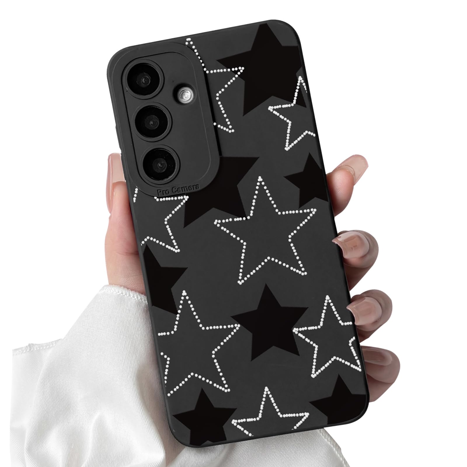 Lovmooful Compatible for Samsung Galaxy A35 5G Case Cute Cool Star with Black Design for Girls Women Soft TPU Shockproof Protective Girly for Samsung
