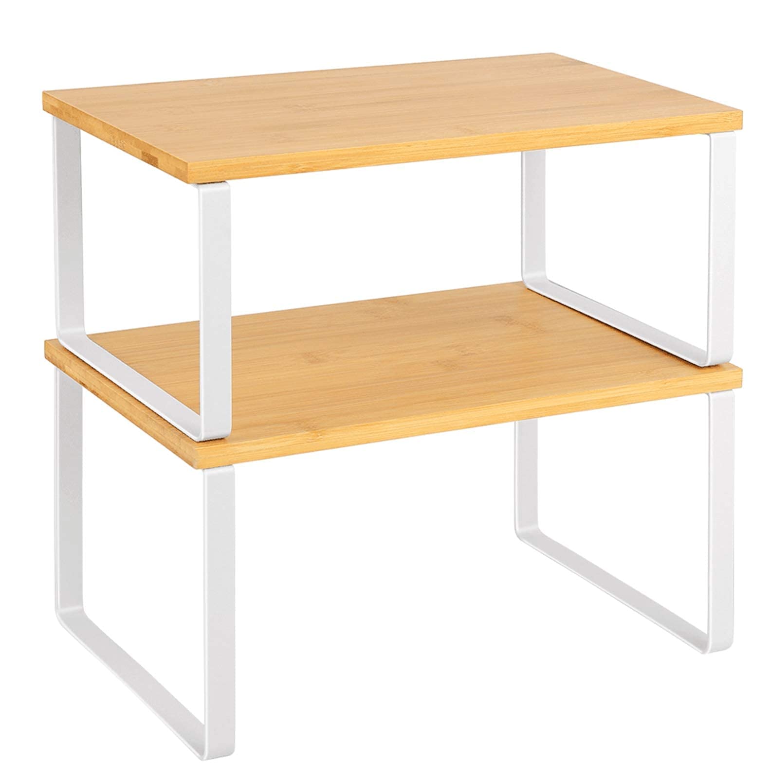 Ums Organizer Impilabile Per Mensole Cucina E Dispensa - Plastica Bianca (30,5x14 Cm) - Confezione Da 2