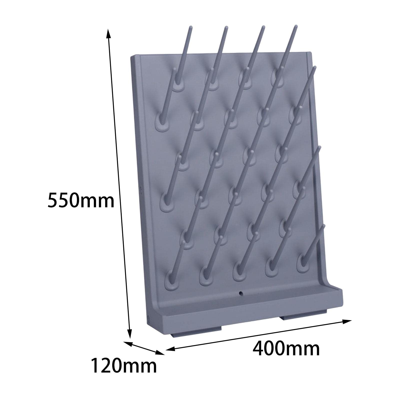 Estante de almacenamiento multifuncional de 27 varillas con ángulo de 35 grados para suministros de limpieza de laboratorio, práctico soporte para colgar
