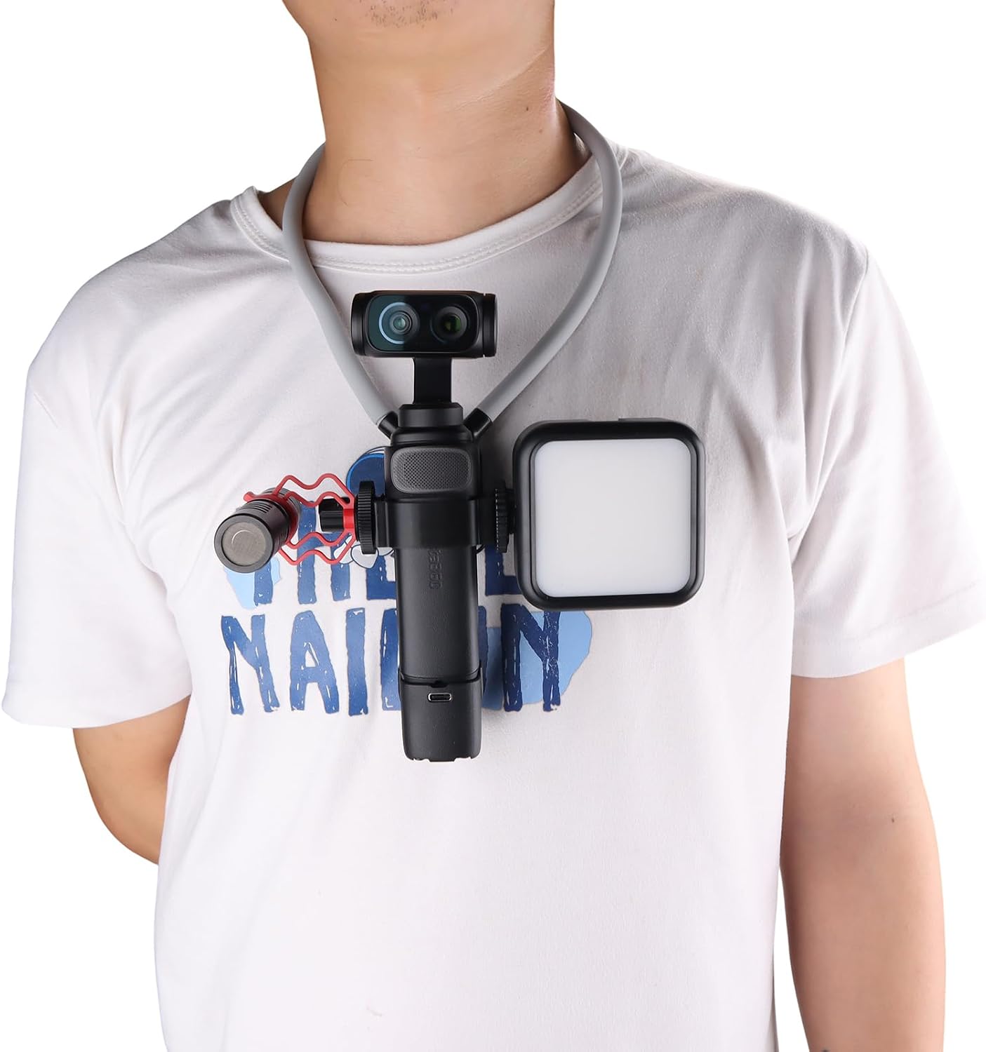 Neck Mount for Insta360 Luna Ultra, Hands-Free POV Camera Holder with Soft Silicone Collar, 360° Rotatable Base for Vertical/Horizontal Shooting, Quick Release Lock for Vlogging and Sports (Kit)
