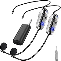 Vista 10 de Sistema de micrófono inalámbrico UHF para auriculares: Auriculares con micrófono - Pantalla digital LED, micrófono de cabeza y de mano 2 en 1