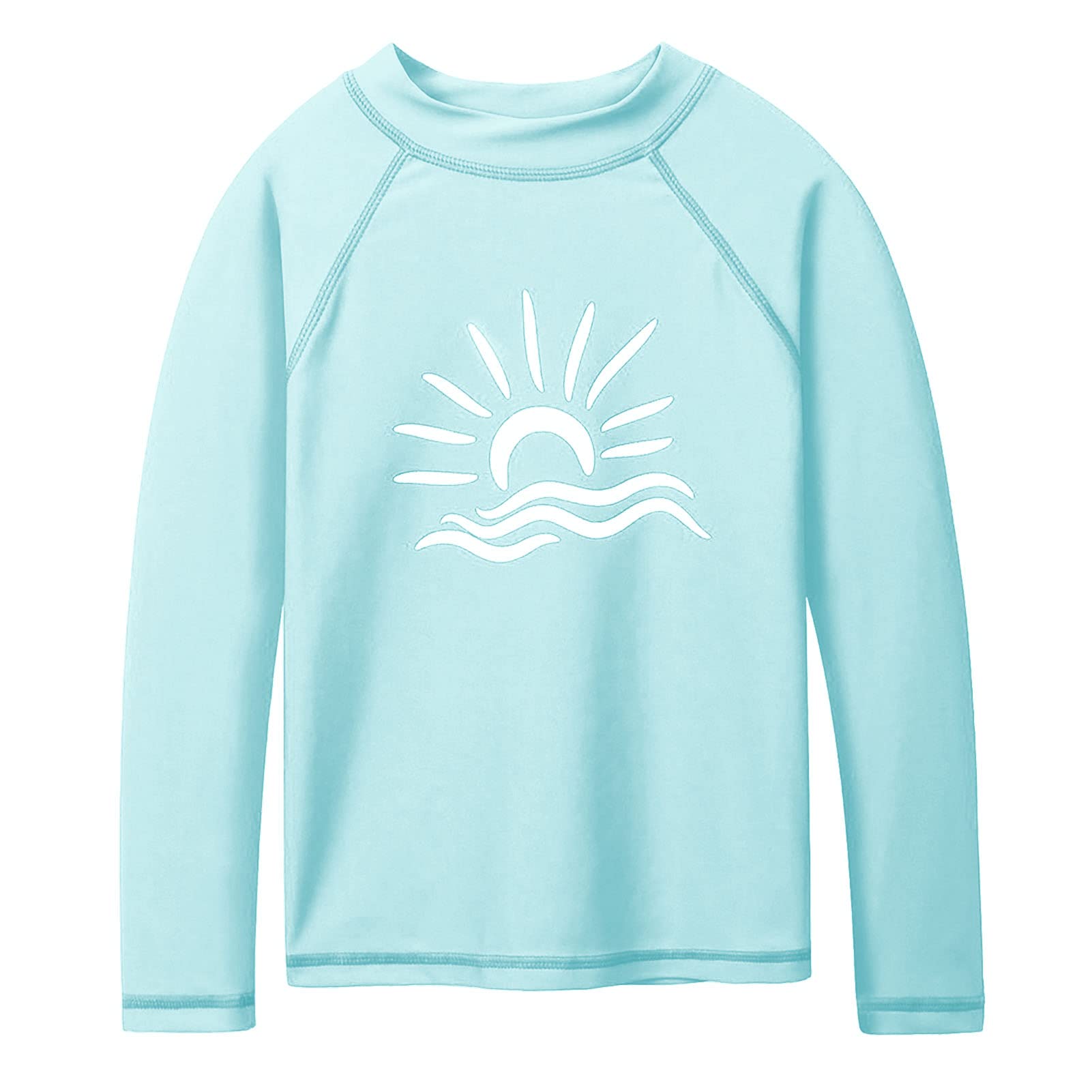 TFJH E Girls &amp; Boys Long Sleeve Rashgurad Swimsuit UPF 50+ Kids Swimwear Sunsuits