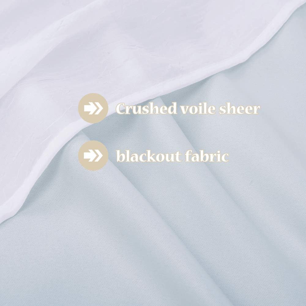 NICETOWN Stylish Mix & Match Elegance Crushed Voile x Light Blocking Curtain Panel with Tie-Backs for Guest Room, Noise Reducing Curtain (52 inches W x 72 inches L, Platinum, Single Pack)