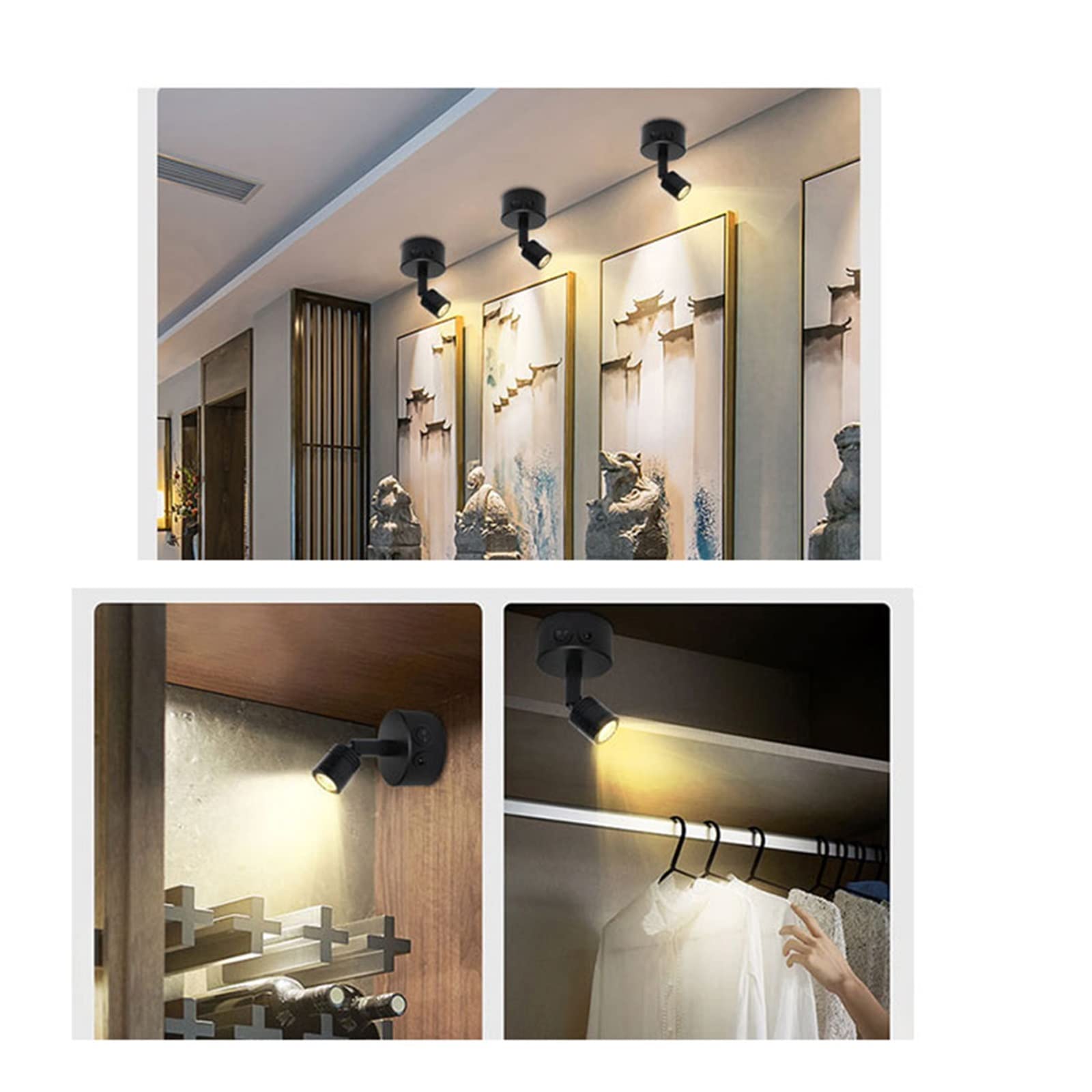 Bezprzewodowa Lampa Do Obrazu, 3W USB ładowalne kinkiety LED z przyssawką 4000K Sucker oświetlenie akcentujące LED skupiające światło na wyświetlacz malowanie obrazu szafa OśWietlenie W Dowolnym Miejs