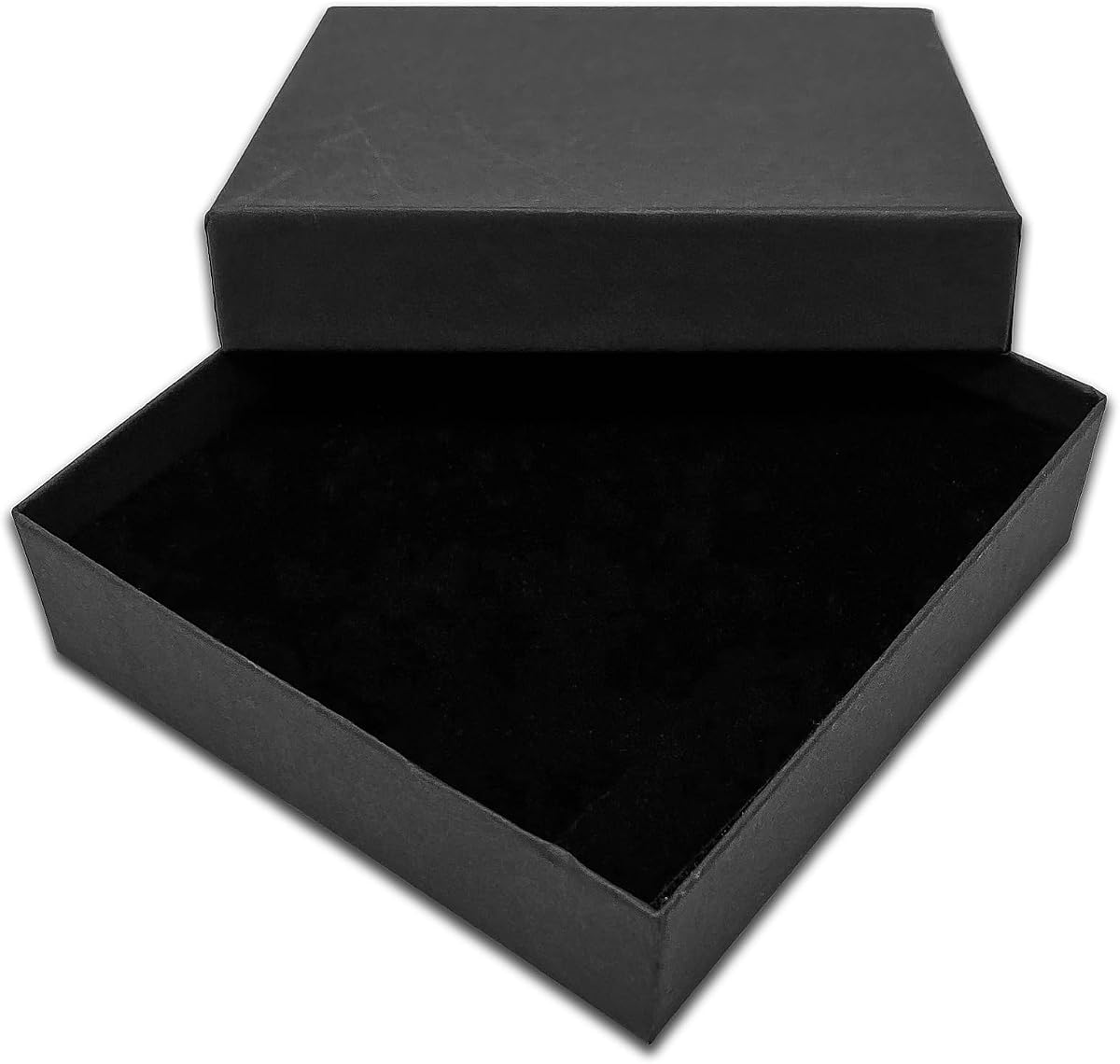 TheDisplayGuys 24-pack Cardboard Gift Boxes w. Velvet Jewelry Insert & Lids | 3.5 x 3.5 x 1.0 (#33), Matte Black, Necklace/Pendant Slots, Kraft Paper, Bulk Case, for Shipping, Organizer, Storage