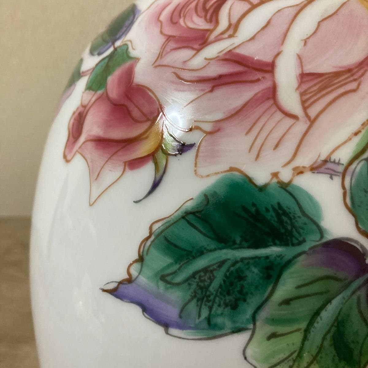 オールドノリタケ　1955年　日本陶器会社　木村義一 薔薇金彩花瓶　手描き オールドノリタケ 1955年 日本陶器会社 木村義一 薔薇金彩花瓶 手描き