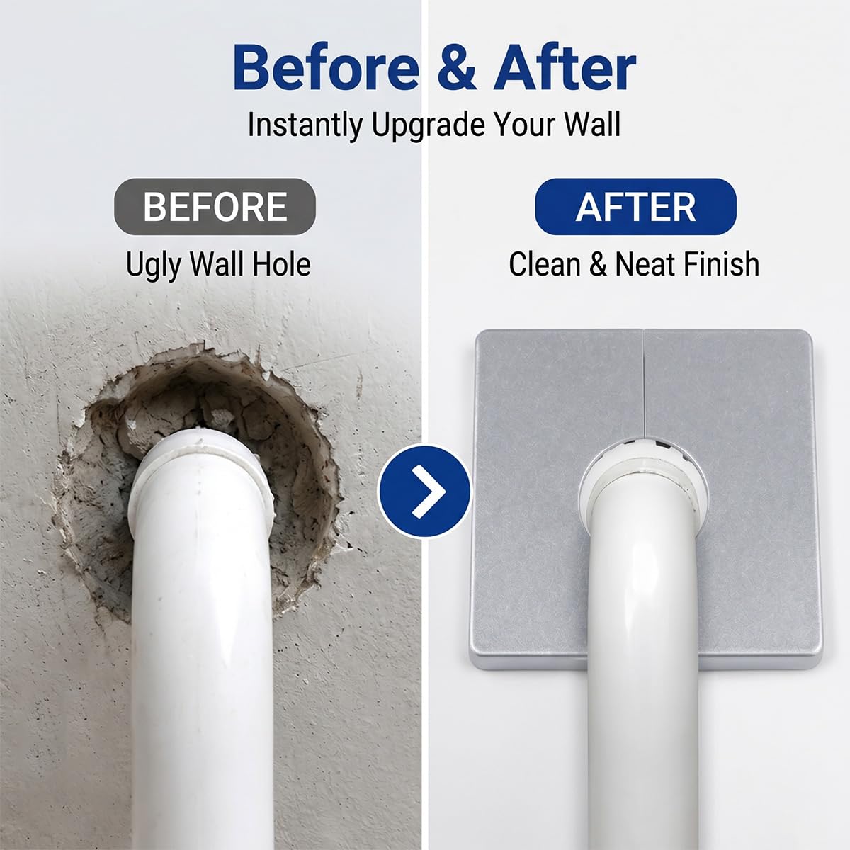 Roseta para Mezclador de Ducha 22mm, Tapa para Tubería de Radiador Cuadrada, Placa de Pared Autoadhesiva para Agujeros en Pared, Acabado Cromado Plateado, Lote de 4 Piezas para Grifo