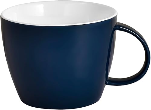Porcelain Mug 30 OZ, Oversized Soup Cup or Jumbo Mug for Coffee, Oatmeal, Gumbo, Salad, Microwave and Oven Safe, Cool Blue