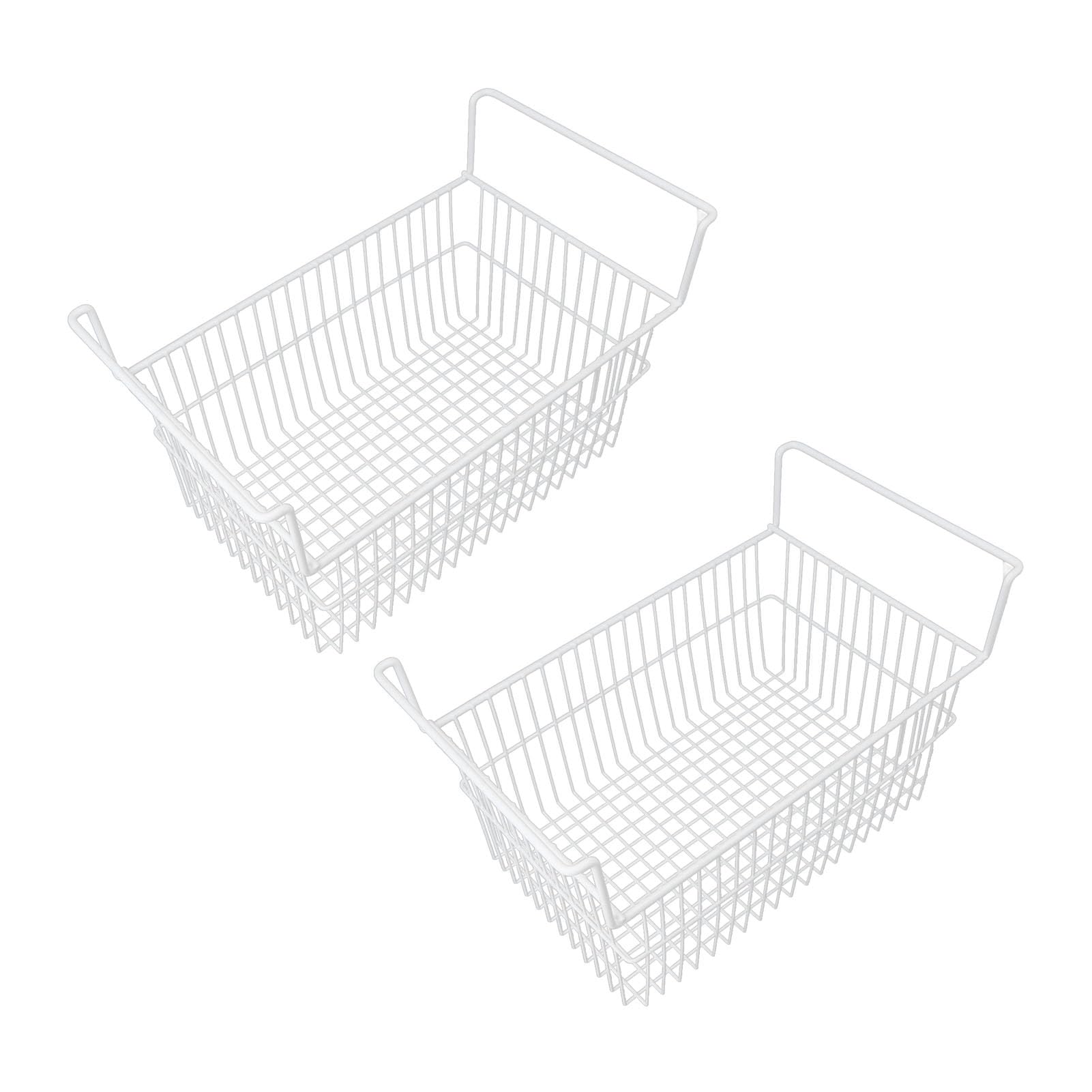 Cesta De Almacenamiento De Alambre para Congelador De Gran Capacidad con Asa para Gabinete De Baño, 2 uds. De Contenedores Organizadores De Alambre De Acero (#1)
