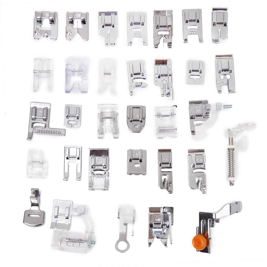 Imported 32 Sewing Machine Presser Foot Kit fit for Brother Singer Janome (Silver) — Amazon image 3