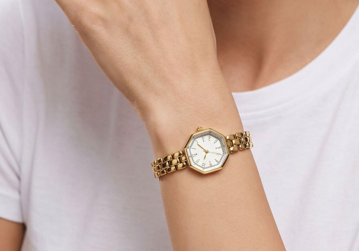 Orologio da donna ottagonale con quadrante piccolo e numeri di facile