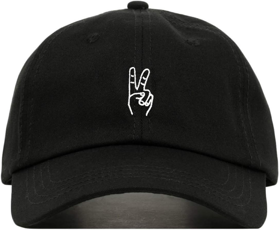 Peace Out Sign Hand Baseball Hat, Embroidered Dad Cap, Unstructured Soft Cotton, Adjustable Strap Back (Multiple Colors)