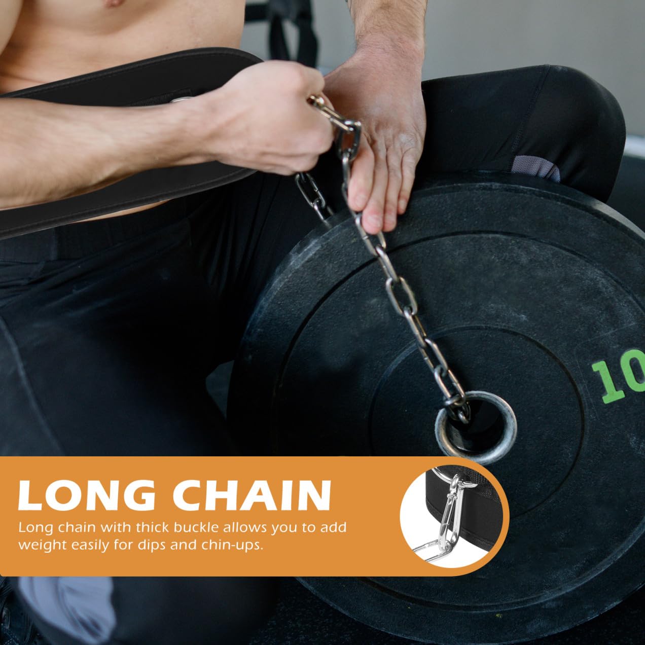 Gewichtsgürtel mit Konturiertem Taillendesign und Langer Kette mit Dicker Schnalle Schützt Klimmzug Nylon Eisen Material für Gewichtheben Bodybuilding und Krafttraining