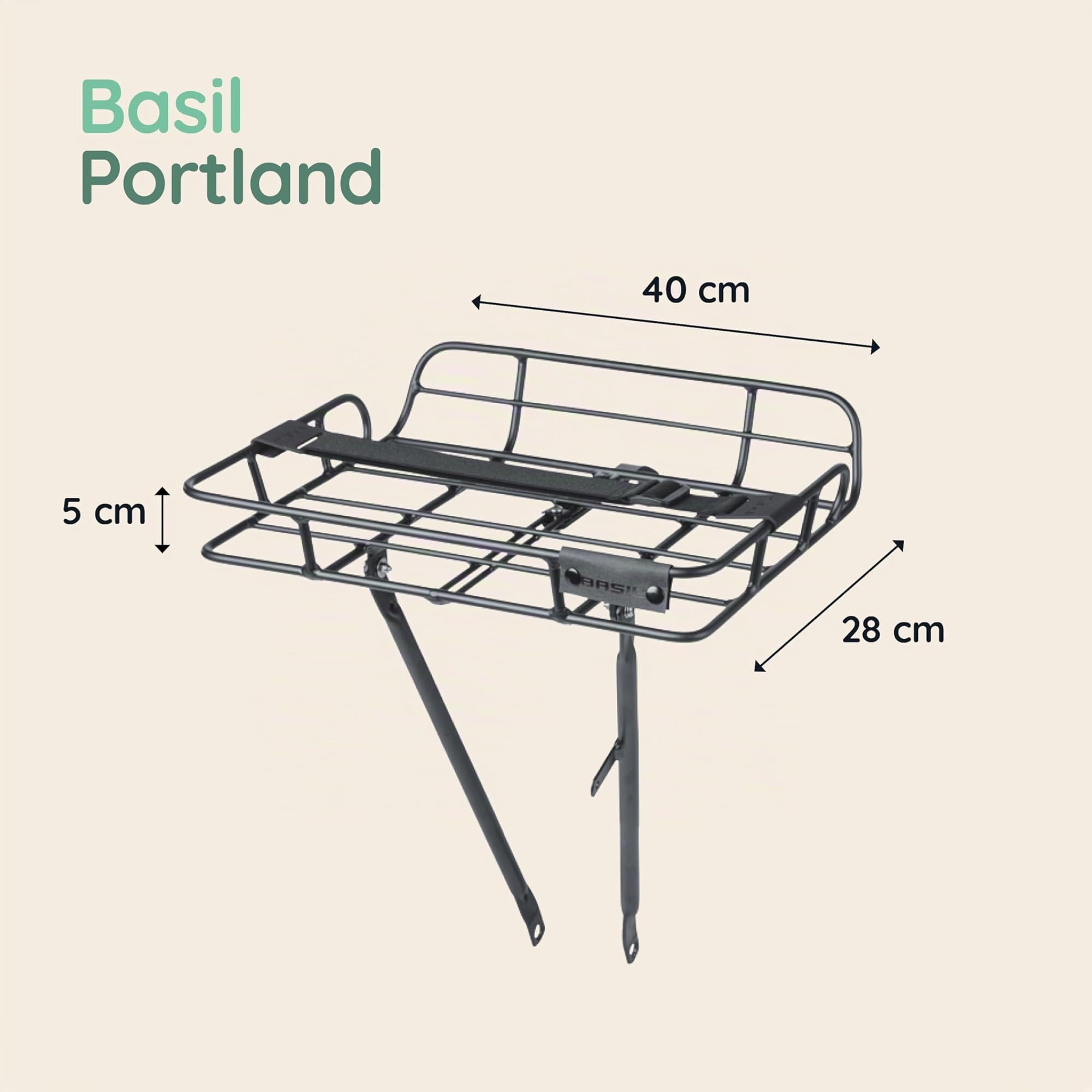 Basil Portland Porte-bagages avant pour adulte Noir mat Taille unique
