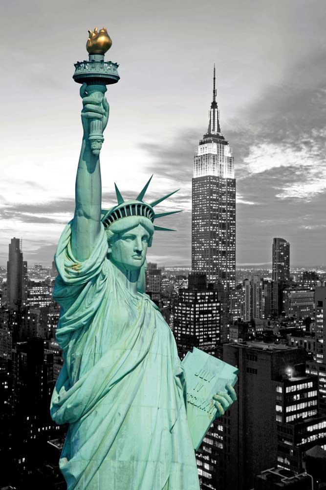 Poster Statue de la Liberté déco américaine effets couleurs Empire