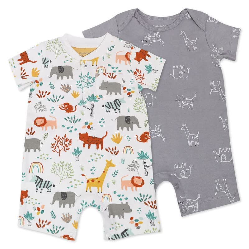 Image of Mac & Moon Baby Romper Organic Cotton 2-Pack Romper, Baby Boy or Baby Girl
