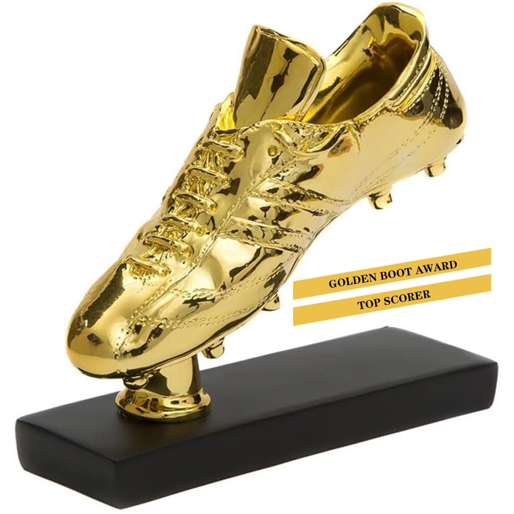 QMBHBMAward Trophies Golden Boot Award Trophies, Football Competition Winners Prizes, Creativity Shoe Shaped Resin Souvenir, Awards Cup for School Tournament, Engraving Text Home Decoration