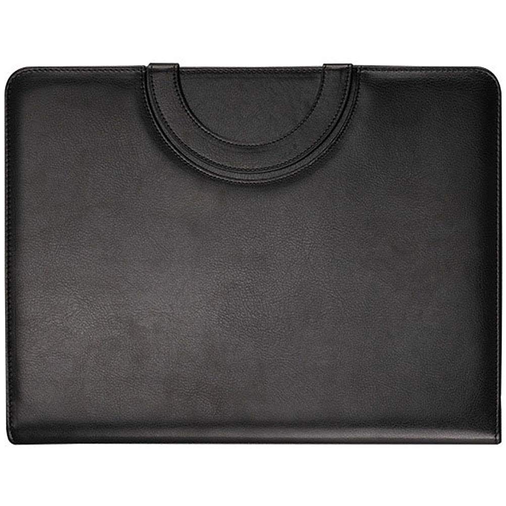 OSALADI Elegante Business Schreibmappe mit Reißverschluss Leichtes Pu Material Mehrere Fächer für Konferenzen und Büroorganisation Schwarzes Portfolio Ordner Design