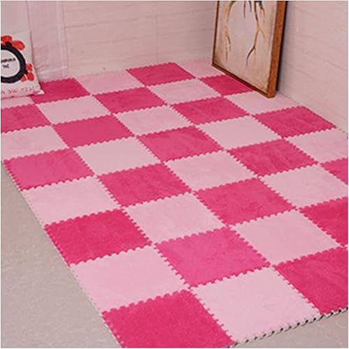 Juego de 20 alfombras entrelazadas, juego de alfombrillas cuadradas de espuma de felpa, azulejos esponjosos entrelazados, rompecabezas cuadrados con