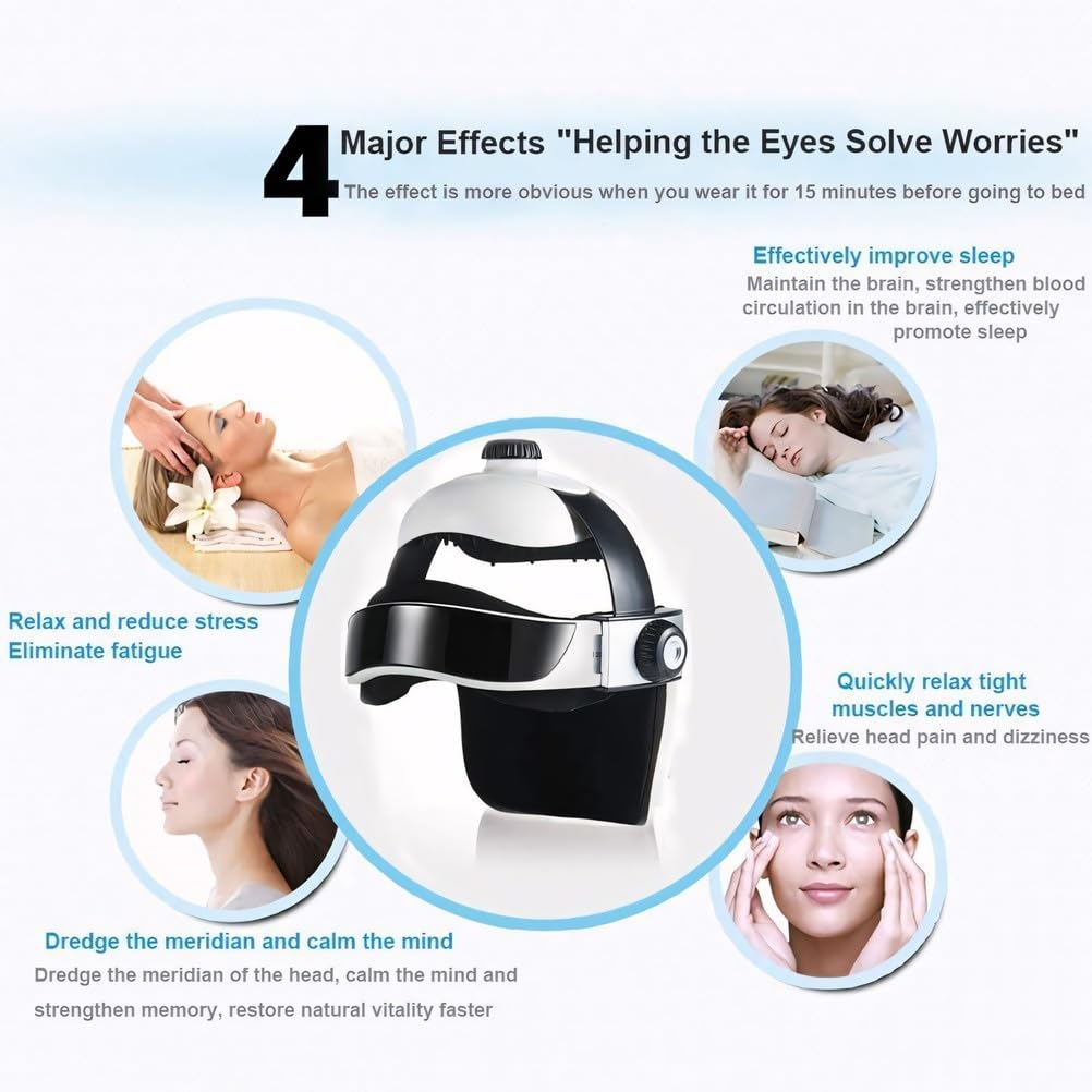 Elektrischer Kopfmassager Helm mit Einstellbarer Intensität – Akupressur Kopfhautmassage zur Haarwuchsförderung und Stressabbau