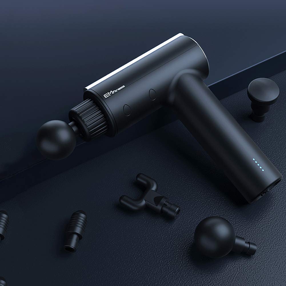 Pistolet De Massage Musculaire Masseur Électrique À Main Masseur De Soulagement Musculaire des Tissus Profonds Masseur À Percussion Ultra Silencieux À 5 Vitesses avec 6 Têtes De Massage Et Écran LCD