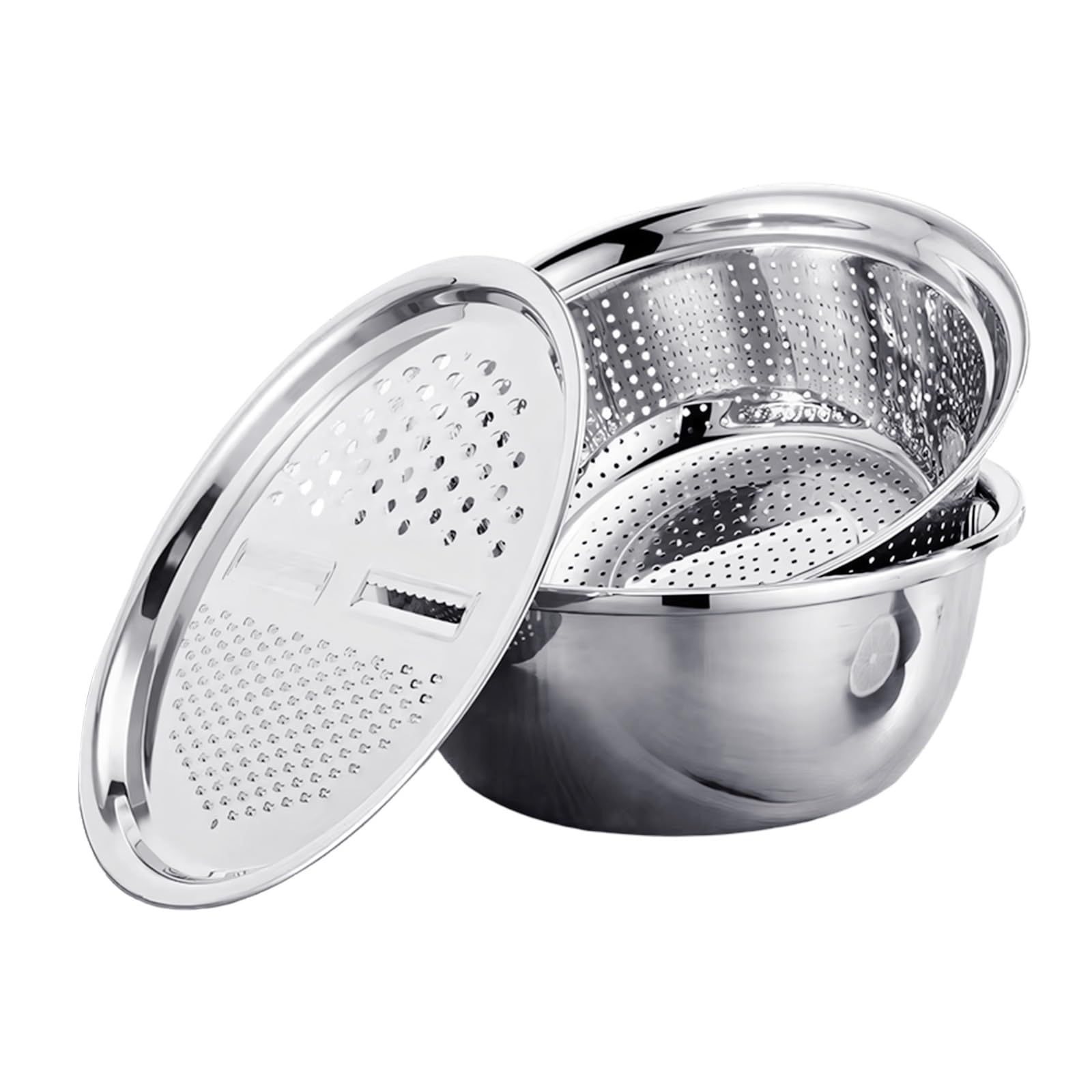MALSSE Premium Stainlessly Steel Cutting Washing and Drying Vegetable Basket Kitchen Tool 3pcs / Set Rustless Vegetable Cutting Washing Draining Basket Set