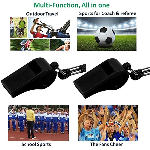 Golvery Coaches Referee Whistle With Lanyard, Black Plastic Whistles For School Sports, Soccer, Football, Basketball And Lifeguard, Survival Emergency Dog Training (Black-2Pcs) #TOP4