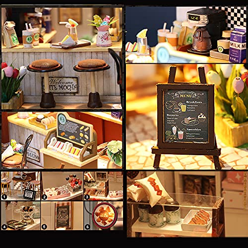 Hosdiy DIY Puppenhaus Bausatz Holz - Miniatur Haus Bausatz mit Möbeln , Musik und LED-Licht - Geschenk für Erwachsene… – Bild 5