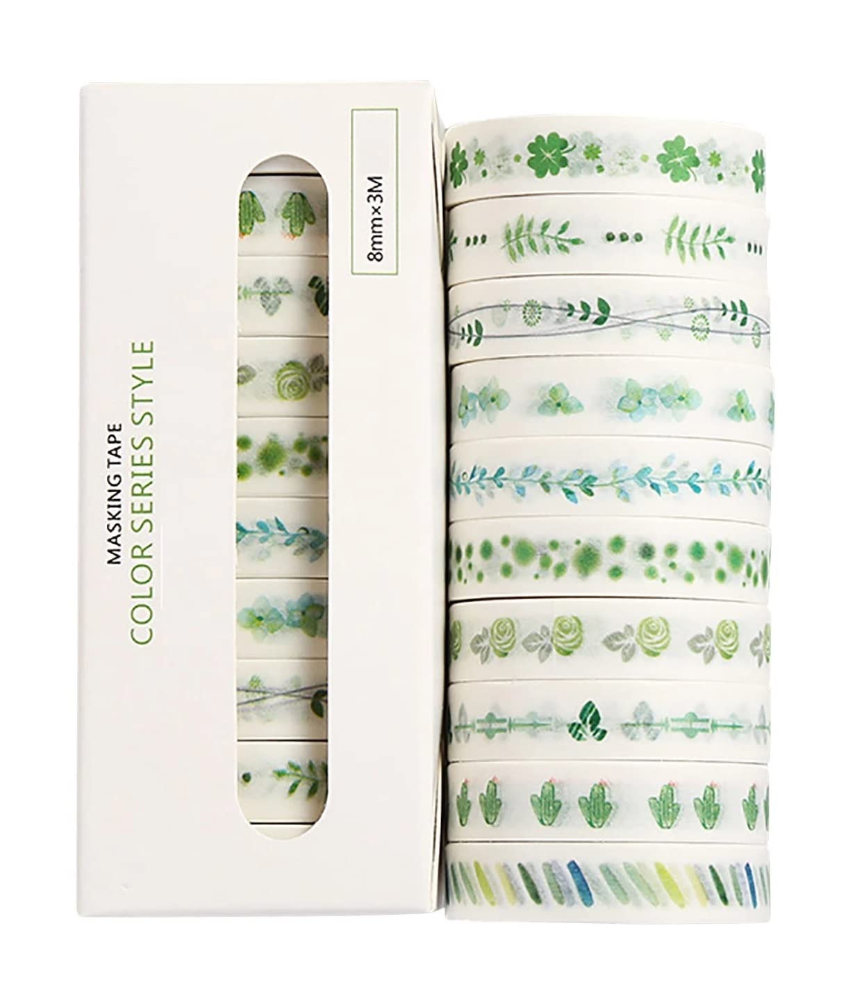 R H LIFESTYLE 10 Rolls Tape Set, Color Style Decorative Masking Tape for DIY (8mm x 3mtr) ANC2260