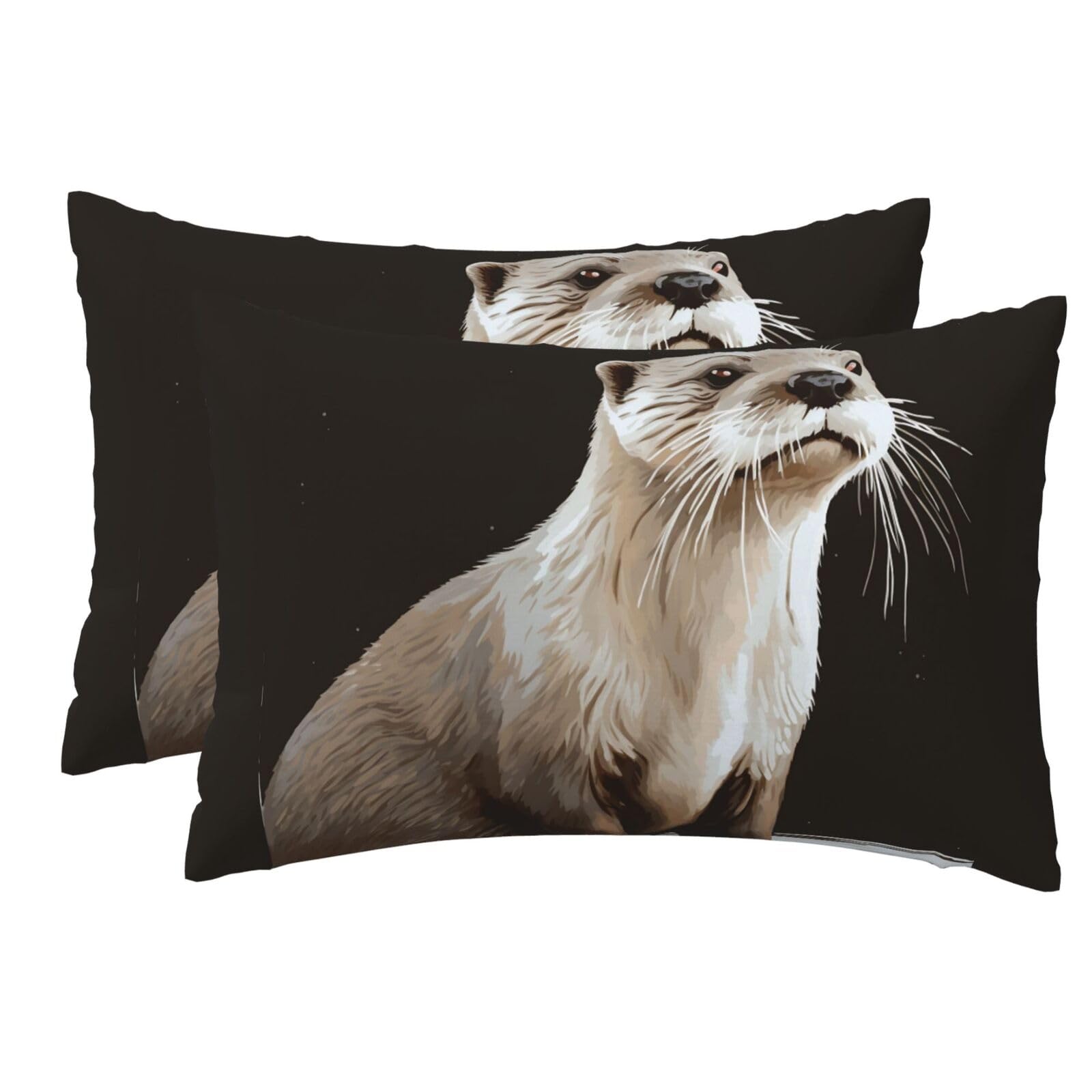 2 Pack Pillow Cases with Hidden Zipper, Soft Breathable Pillow Covers for Hair and Skin, Otter Pillowcases 12"x18" Bed Pillow Protectors Cover for Sleeping Gifts