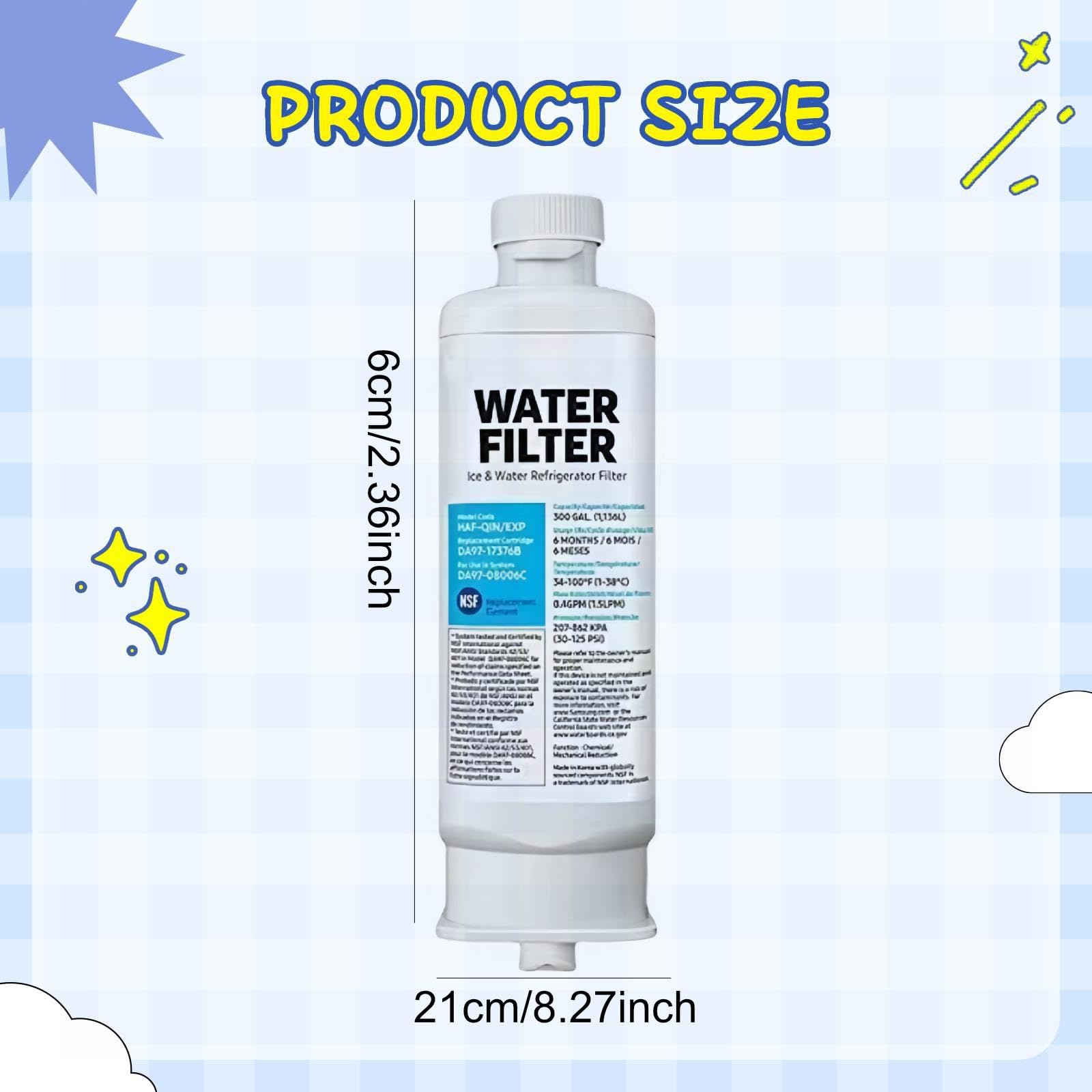 4 Pezzi Filtro Acqua Frigorifero Cartuccia Depuratore Sostituzione Compatta Compatibile Da97 17376b con Carbone Attivo Antiperdita Adatto a Uso