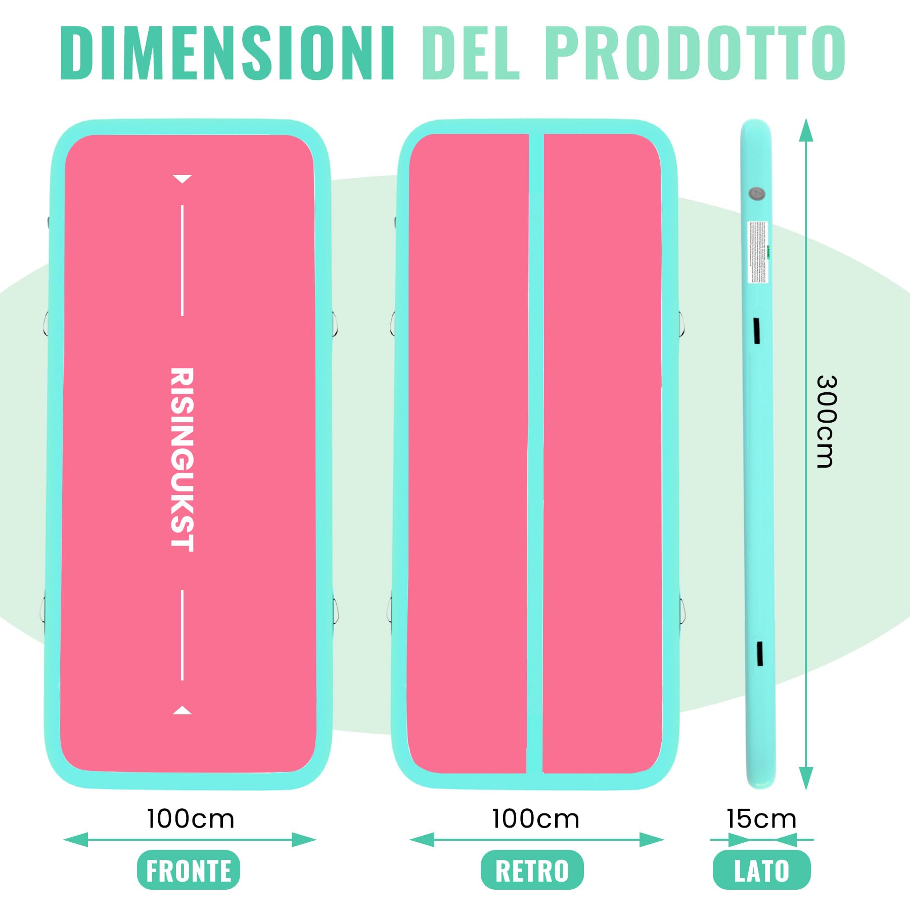 RISINGUKST Air Track Ginnastica Artistica 10/20cm Spessore, 2/3/4/5/6m materassino palestra con Pompa Elettrica per Casa, Air Roller