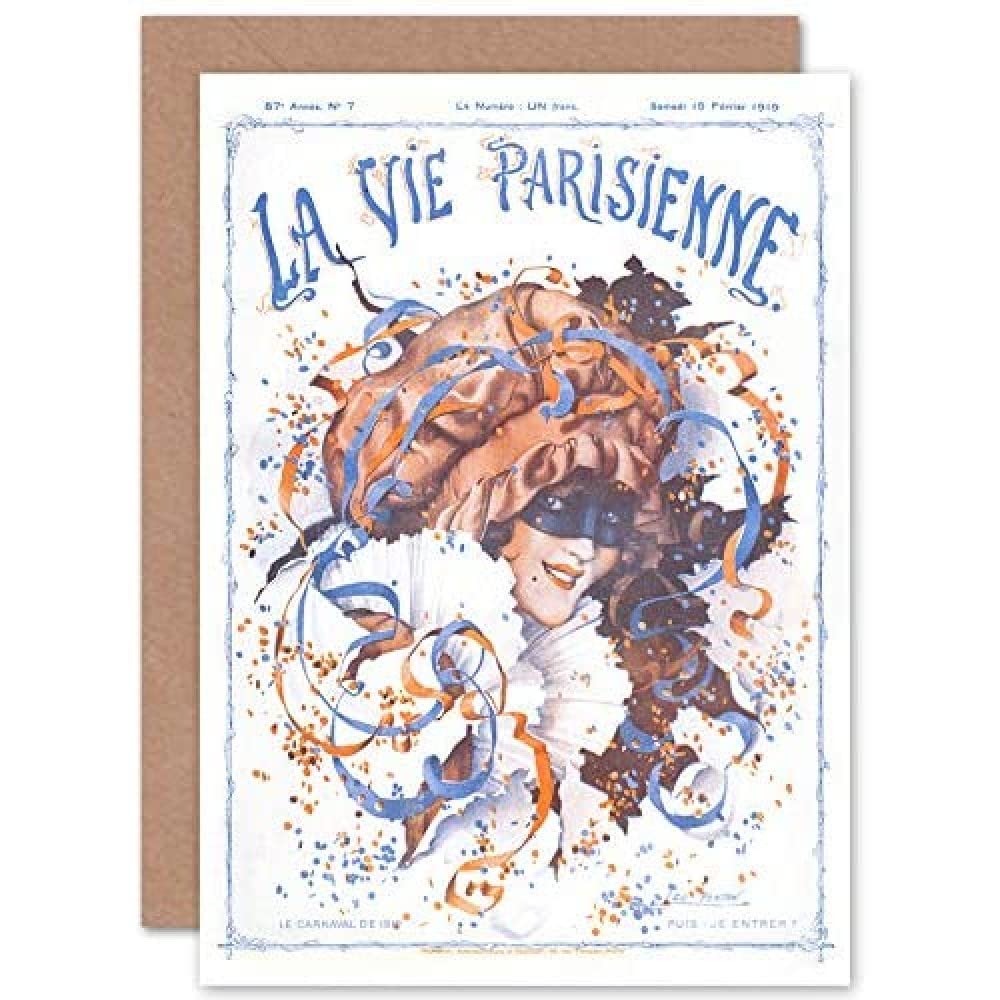 Artery8 La Vie Parisienne Celebrate Carnival 1919 Magazine Cover Sealed Greeting Card Plus Envelope Blank inside