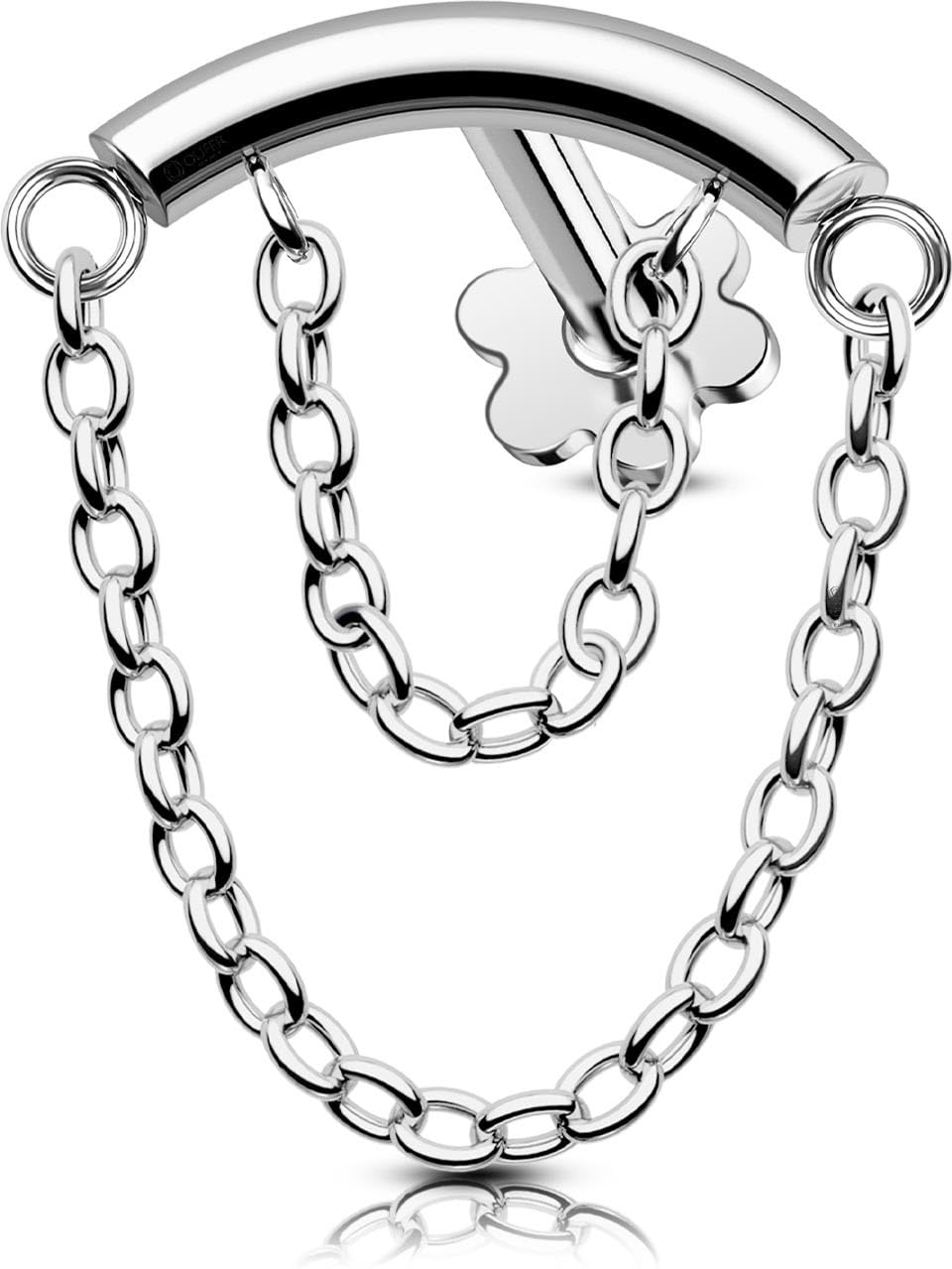 OUFER 16G Helix Earrings, 316L Surgical Steel Helix Piercing Jewelry, Two Chains Internally Threaded Labret Rings, Forward Helix Cartilage Tragus