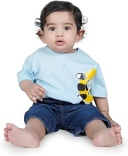 CocoBelle NYC Baby Boys Solid Half Sleeve T-Shirt Cotton (6months-12months) Lite Blue Price In India