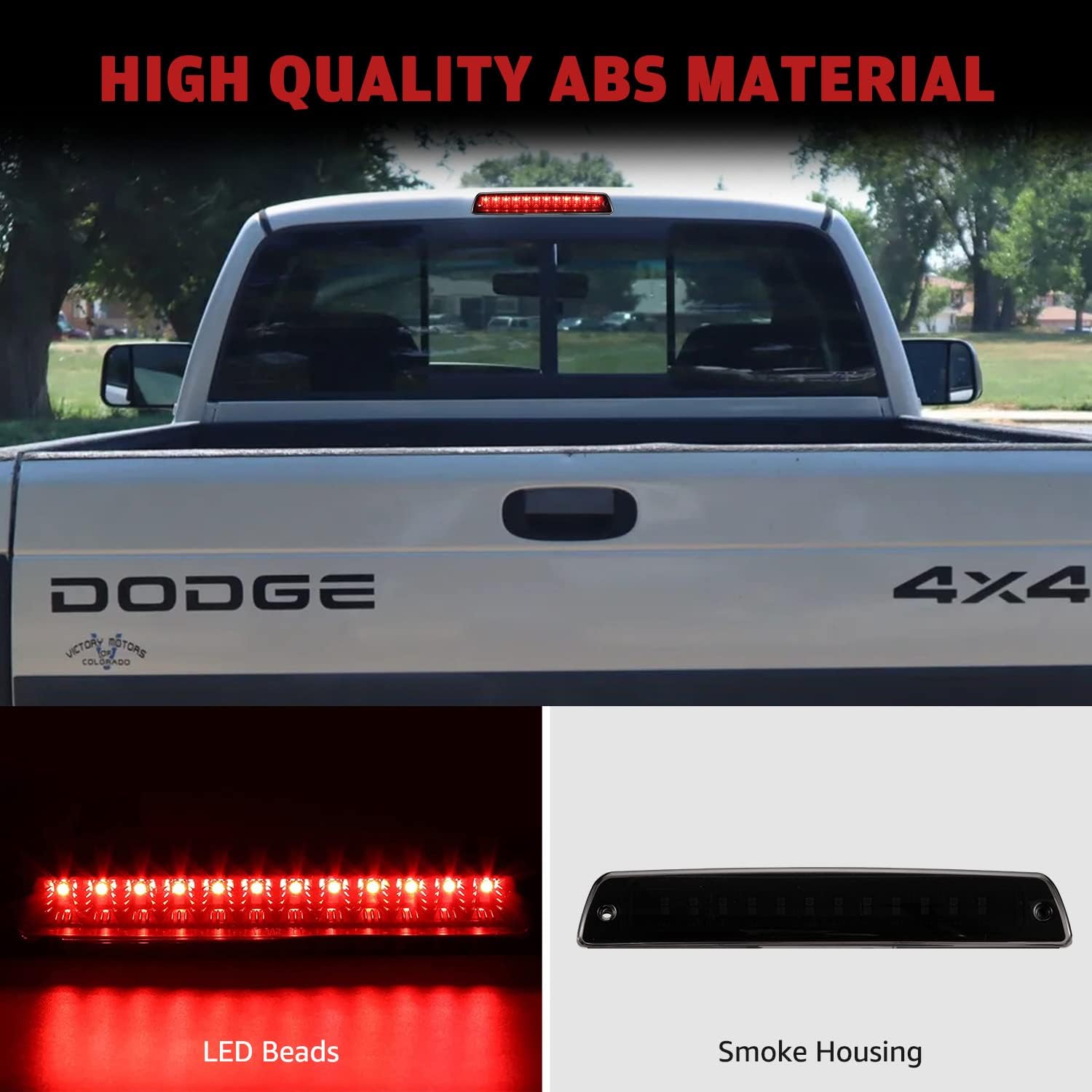 HAKA TOUGH Led Tail Lights for 1994-2001 Dodge Ram 1500 2500 3500 Accessories with 3rd Third Brake Light, Black Housing Smoked Lens Taillight for Dodge Ram 1500 Rear Light,3PCS