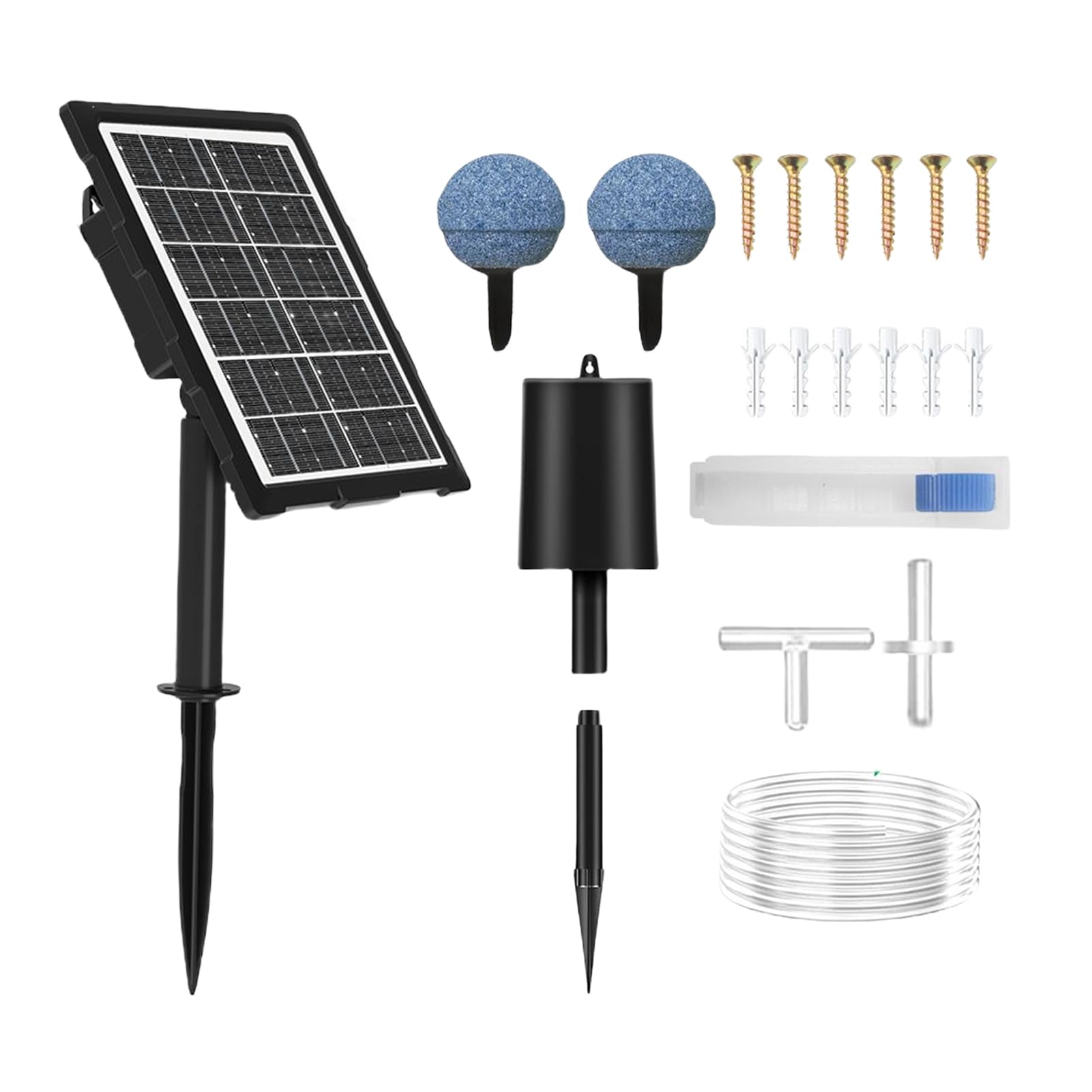 Aeratore per Laghetto ad Energia Solare Ossigenatore Solare Per Acquario | Aeratore Impermeabile Silenzioso con Tubo e Pietra Porosa per Piscina Giardino Esterno