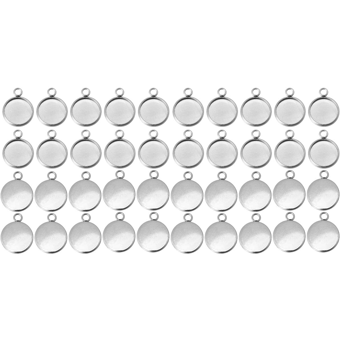 USHOBE100 Pcs Stainless Steel Round Blank Bezel Pendant Trays Base Settings Trays Pendant Blanks for DIY Earring Necklace Jewelry Findings Making 25mm, 2.5x2.5cm, Stainless Steel, stainless steel