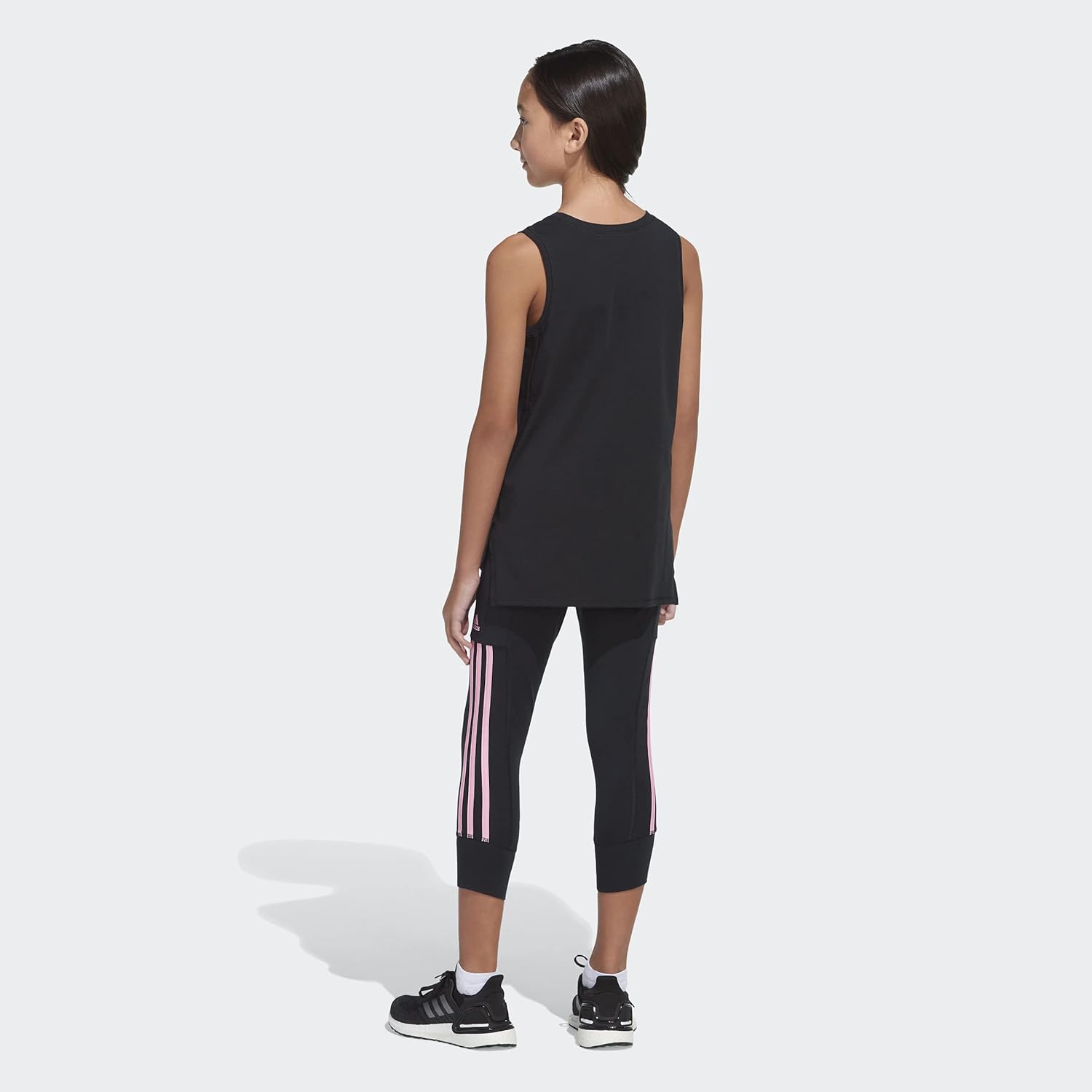 adidas Girls' Sleeveless Muscle Tank Top Large Black