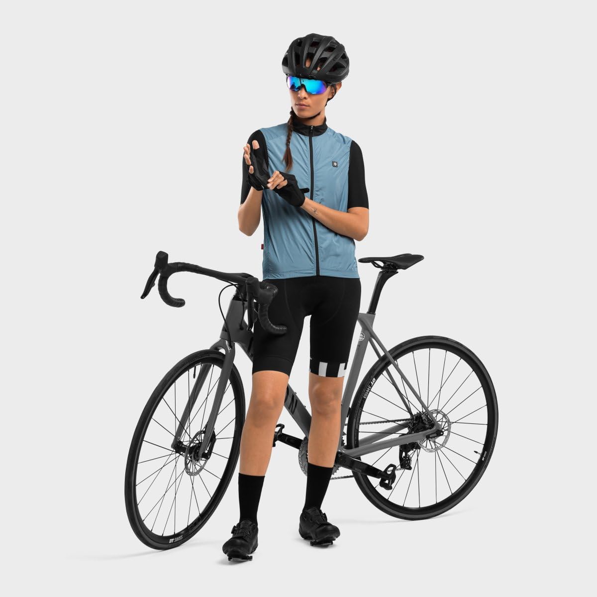 SIROKO - Chaleco Cortavientos de Ciclismo para Mujer V1-W Manghen - XL - Azul acero