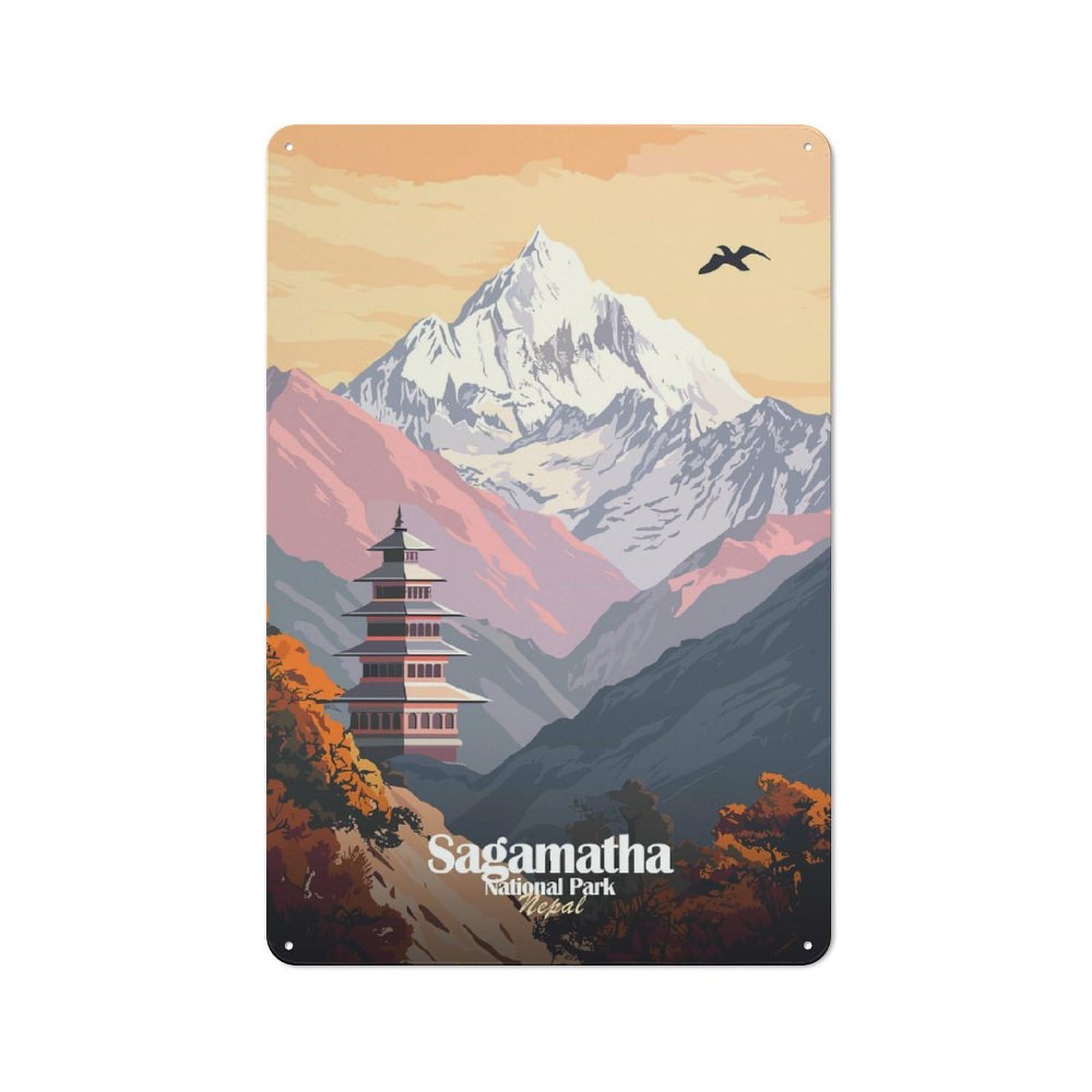Junmoney Style-5 Sagamartha National Park Tin Sign 30X20cm For Workshop Wall, Vintage Wall Decor, For Metal Sign Collectors, For Garage And Workshop Walls