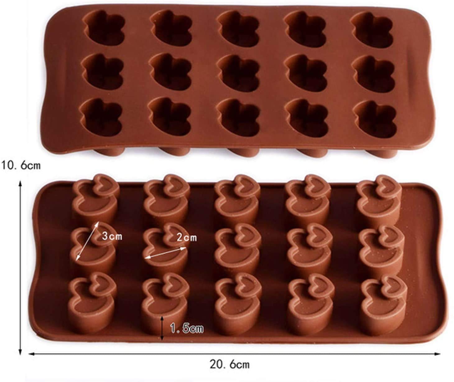 First Try 15 Cavity Melting Chocolate Silicone Molds Shapes for Valentine's Day DIY Gift Mini Heart Love Shape Flowers Day Hot Cocoa Moulds for Cake Candy Jelly Ice Cube (Double Heart) 2