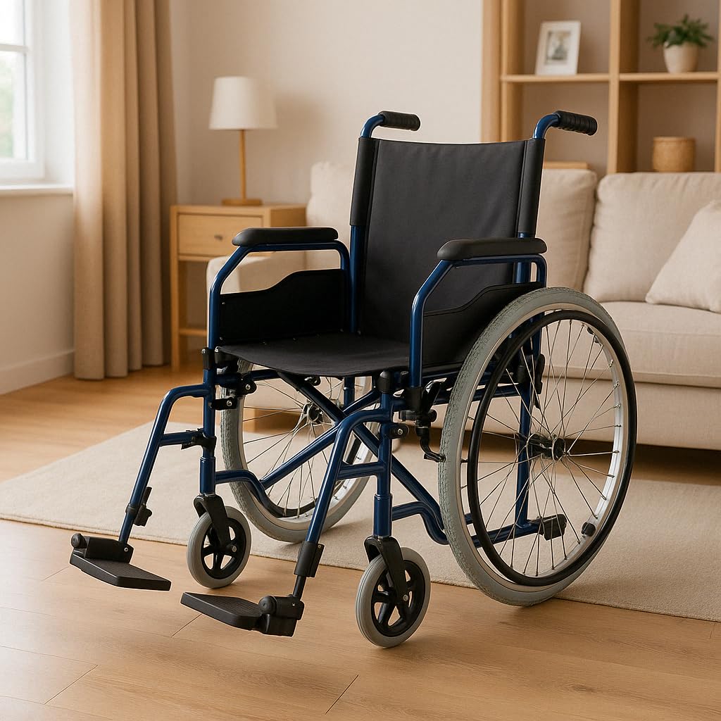 Carrozzina per Anziani, Carrozzina per Disabili [PEDANA REGOLABILE - AUTOSPINTA] Sedia a rotelle Pieghevole Leggera per Invalidi - Resistente, Sicura - Peso Max 125 kg (40 cm)