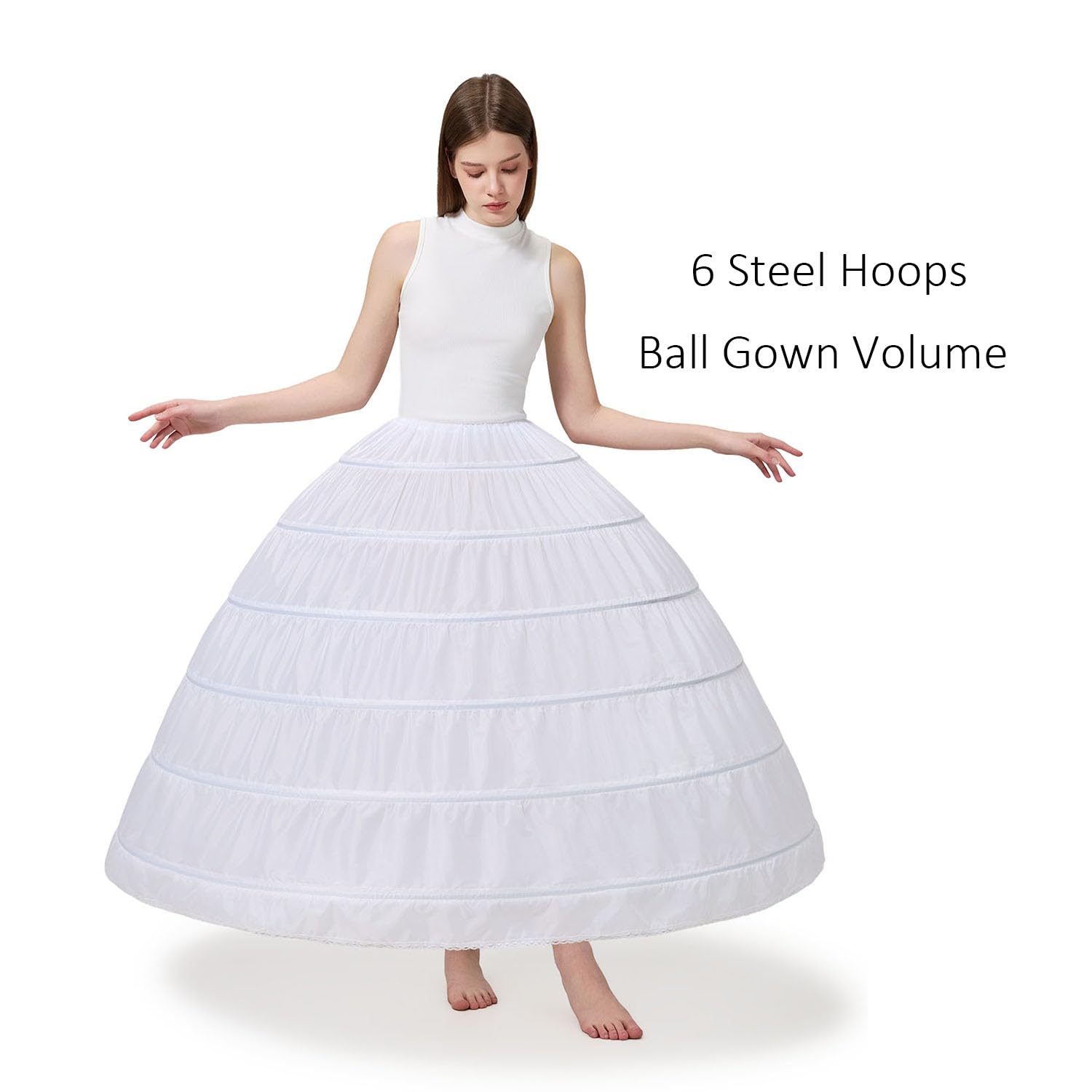 Aprildress Jupon en crinoline à 6 cerceaux pour femme pour robe de quinceanera robe de mariée PPT360