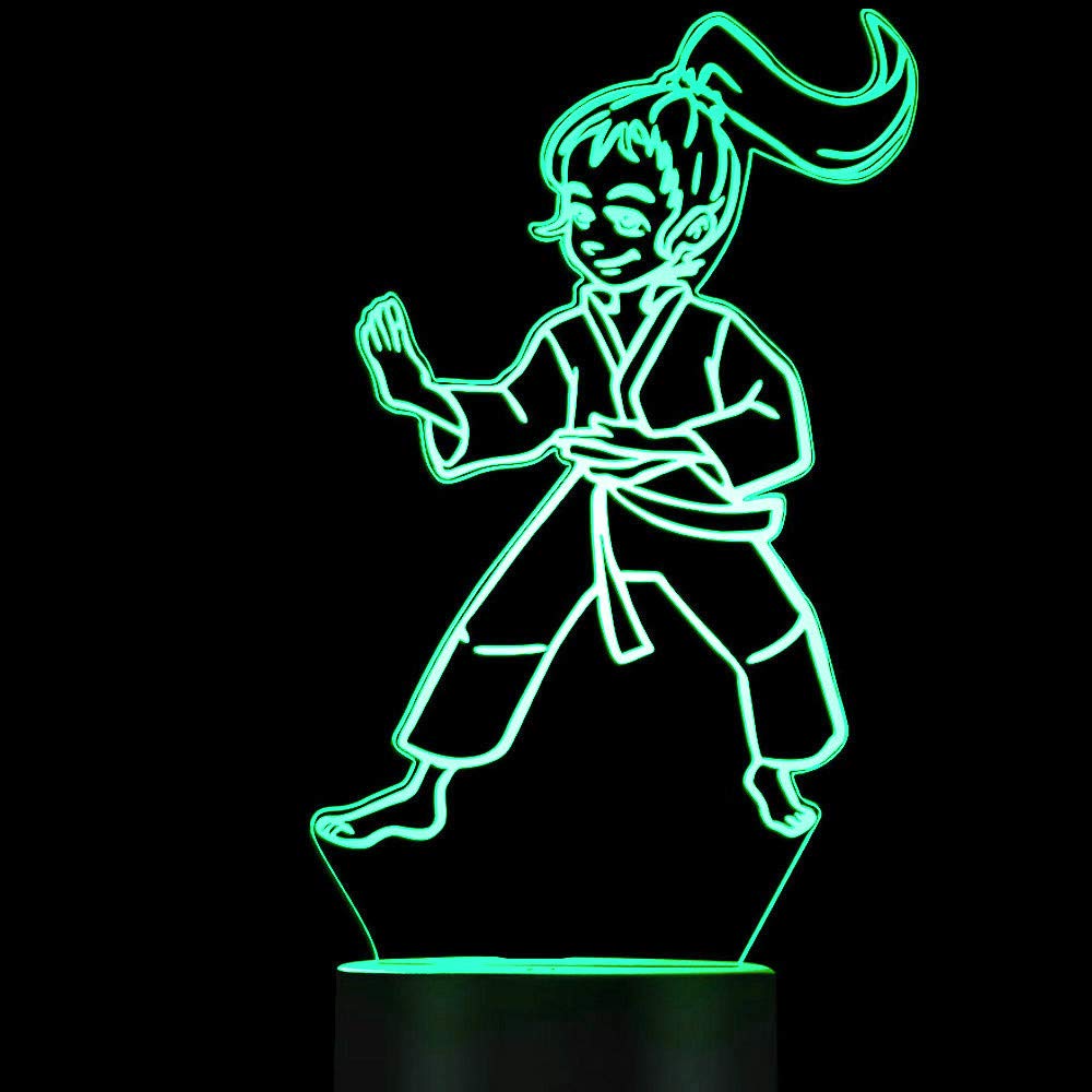 Nastrojowe światło 3D karate, 7 kolorów, przełącznik dotykowy, USB, lampa stołowa na biurko, lampa LED do domu, na imprezę, prezent urodzinowy